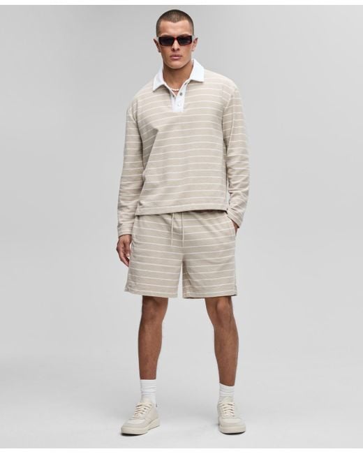 Mode Of One Gray Horizontal-stripe French Terry Polo for men