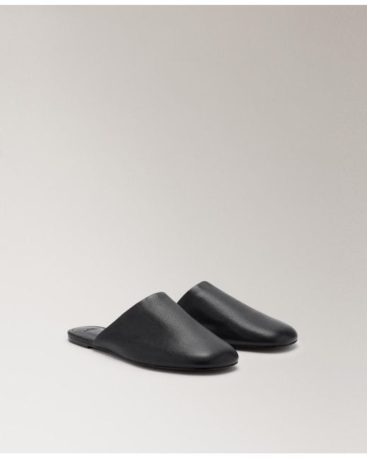 Mango White Leather Mule Slippers