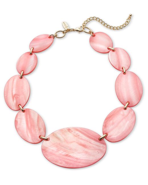 Style & Co. Pink Gold-tone Rivershell Statement Necklace