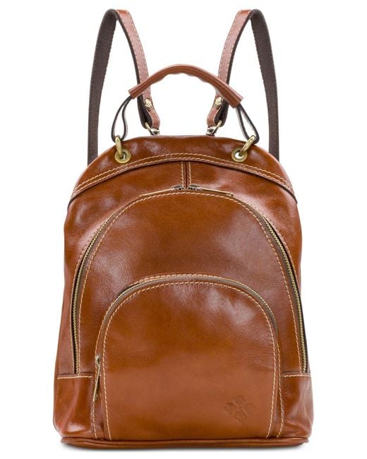 Patricia Nash Leather Woven Luzille Small Backpack in Tan/Gold (Brown