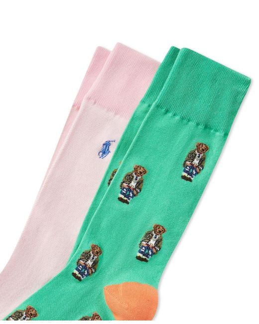 Polo Ralph Lauren Green 2-pk. American In Paris Mini Bear Slack Socks for men