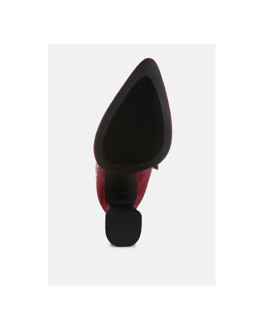 LONDON RAG Red Dalton Studs Embellished High Ankle Boots