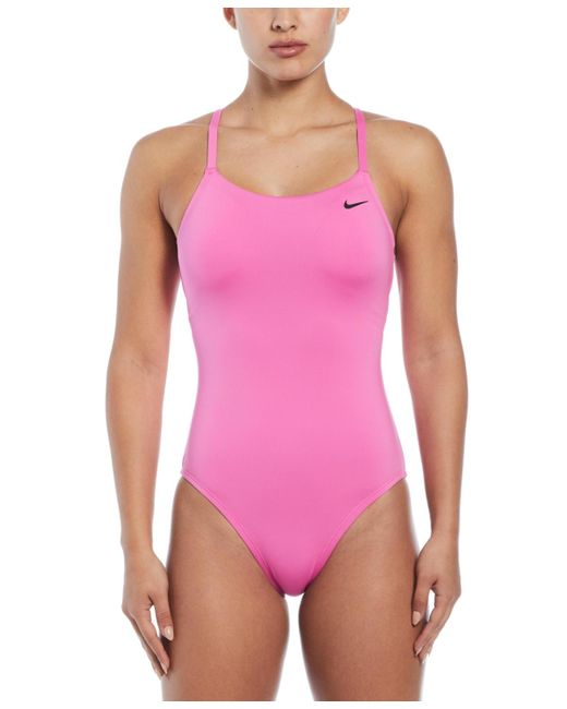Nike Purple Lace Up Back One-piece Swimsuit
