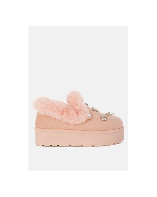 LONDON RAG Pink Zeta Charm Detail Slip On Snow Boots
