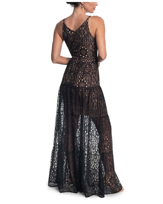 Dress the population hot sale blue melina lace maxi