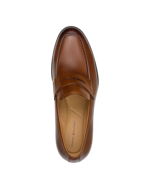 Tommy Hilfiger Brown Covel Leather Penny Dress Loafers for men
