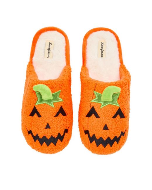 Dearfoams Orange Halloween Bat Scuff Slipper