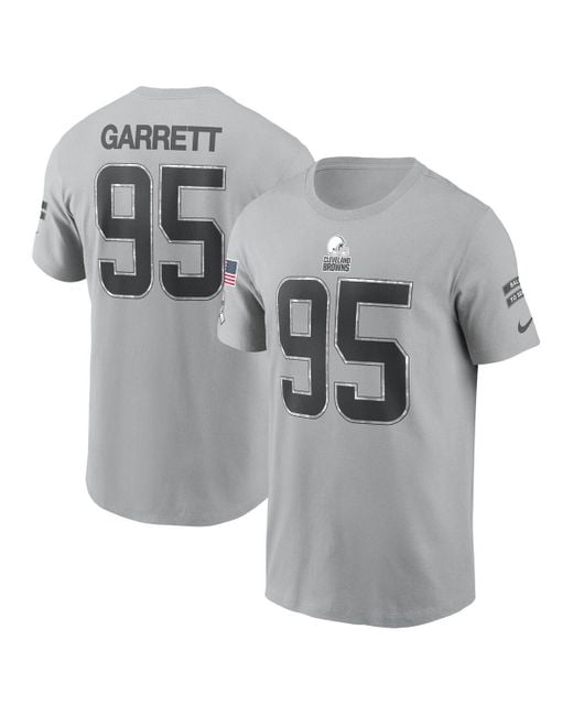 Nike Gray Myles Garrett Cleveland Browns 2024 Salute To Service Name Number T-shirt for men