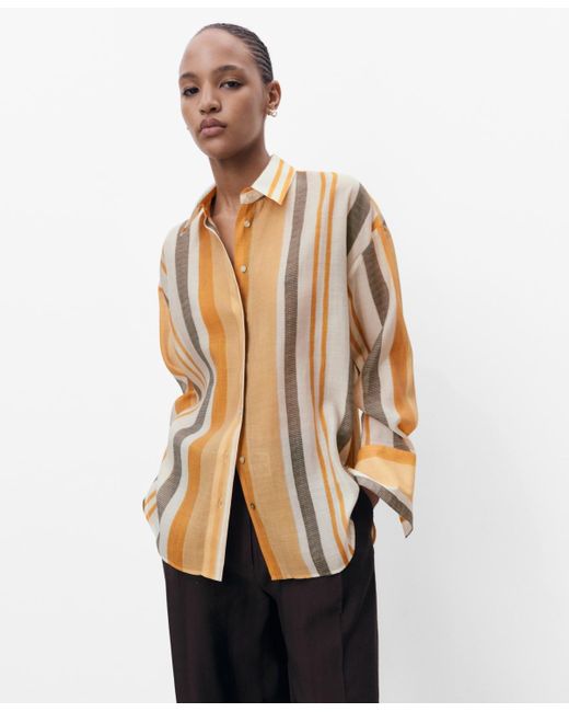 Mango Natural Striped Lyocell Shirt