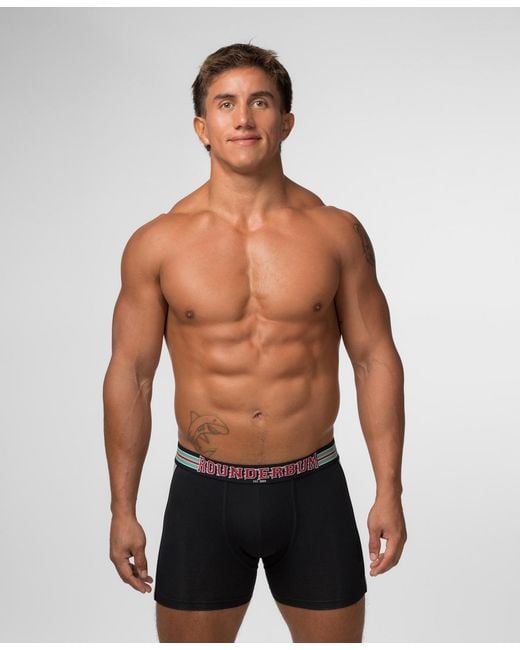 Rounderbum Blue Varsity Padded Boxer Brief for men
