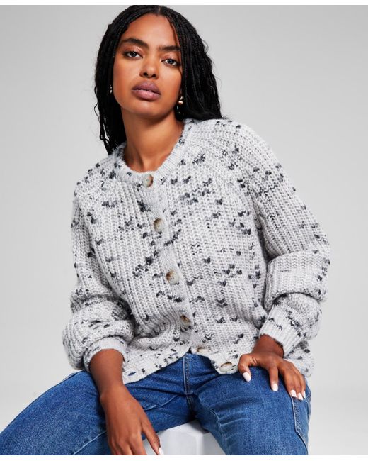 And Now This Gray Flecked-knit Raglan-sleeve Cardigan