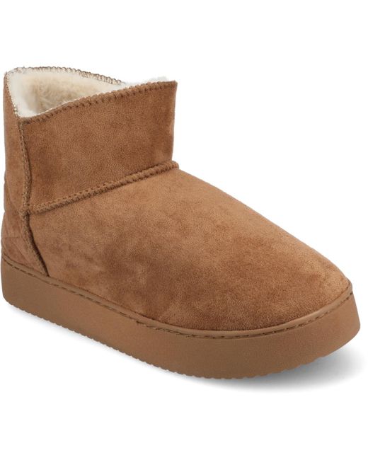 Journee Collection Brown Noa Round Toe Bootie Slippers