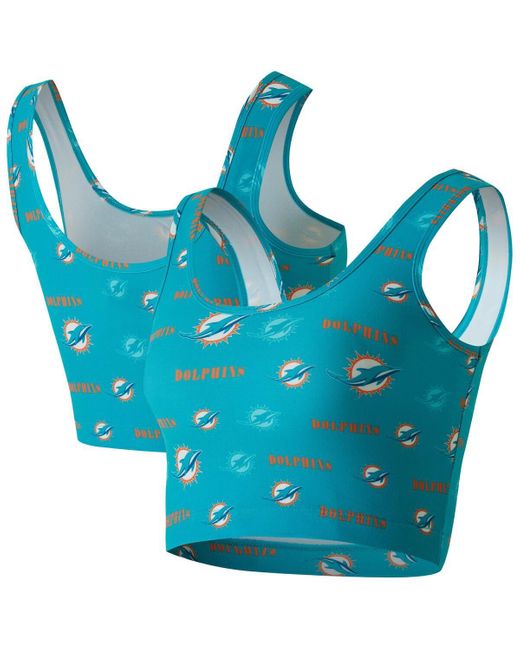 Concepts Sport Blue Miami Dolphins Mosaic Allover Print Bralette
