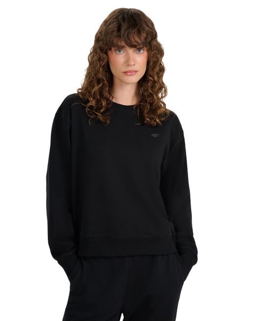 4F Black Pullover Basic Sweatshirt Without Hood