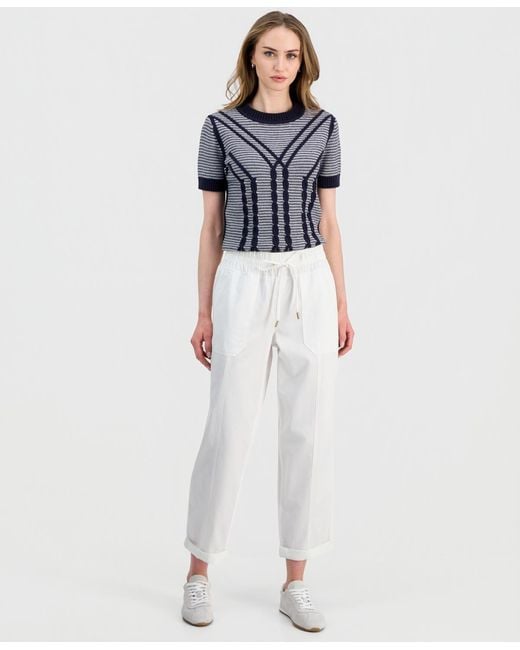 Nautica Blue Solid Cuffed Pull-on Pants