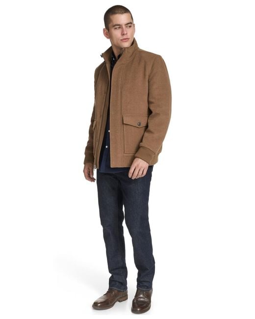 Cole Haan Brown Stand-collar Long-sleeve Bomber Jacket for men