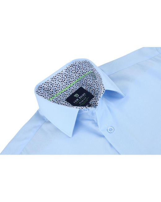 Tom Baine Blue Slim Fit Performance Solid Button Down Shirt for men