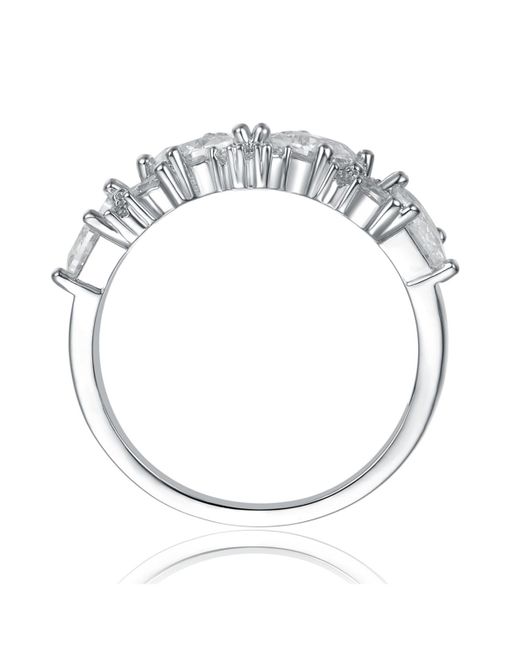 Genevive Jewelry Metallic Sterling Cubic Zirconia Radiant Cluster Ring