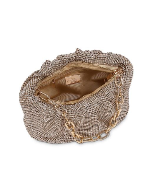 Badgley Mischka Natural Woman's Vivienne Pleated Crystal Mesh Pouch