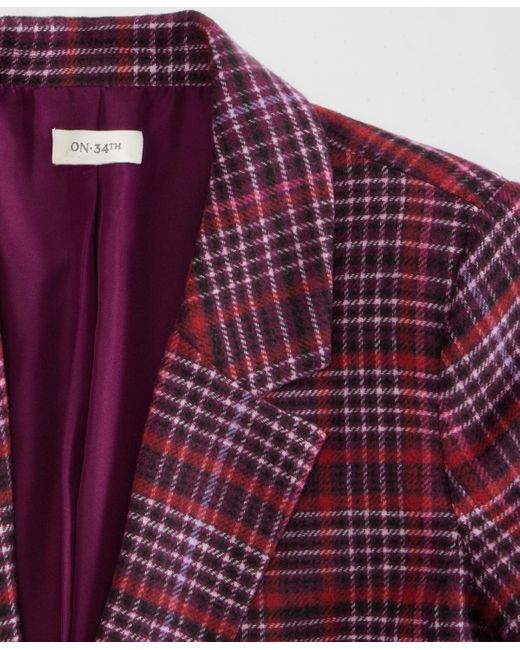 On 34th Purple Plaid Single-button Blazer