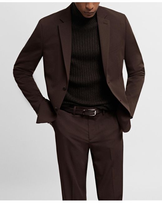 Mango Brown Super Slim-fit Stretch Fabric Suit Blazer for men