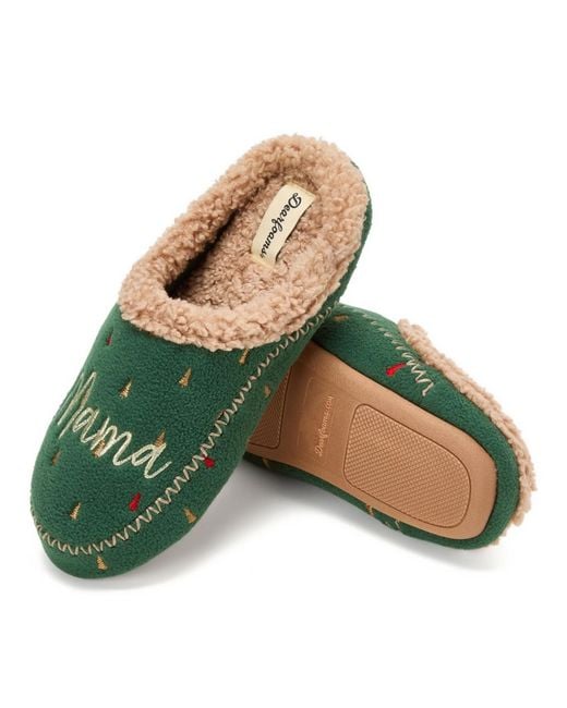 Dearfoams Green Mama Bear Clog Slipper