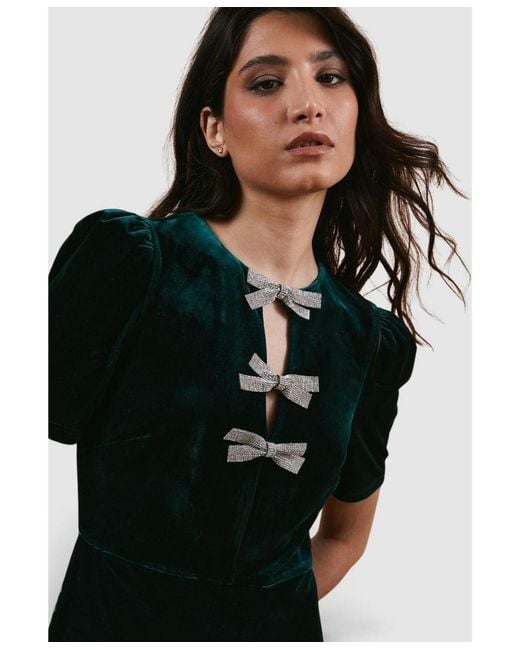 Oasis Black Occasion Velvet Bow Midaxi Dress.