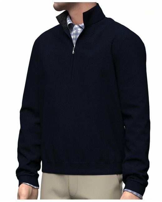 Scott Barber Blue Pima Interlock Zip Mock for men