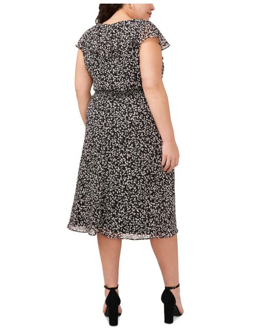Msk Multicolor Plus Size Ruffled Printed Smocked-waist Midi Dress