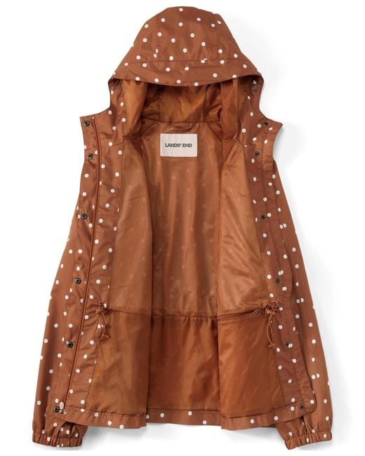 Lands' End Brown Print Squall Packable Rain Jacket
