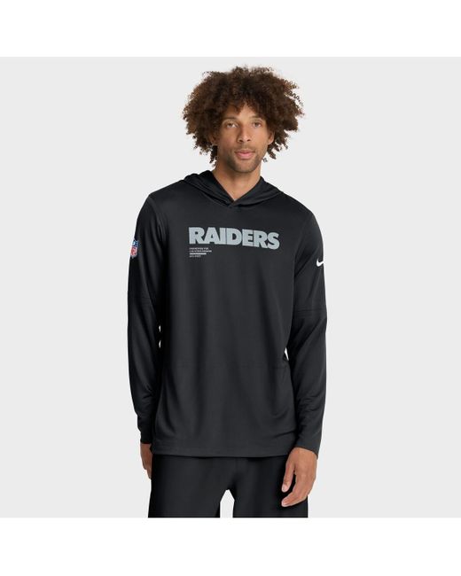 Nike Black Las Vegas Raiders Big Tall Sideline Performance Long Sleeve Hoodie T-shirt for men