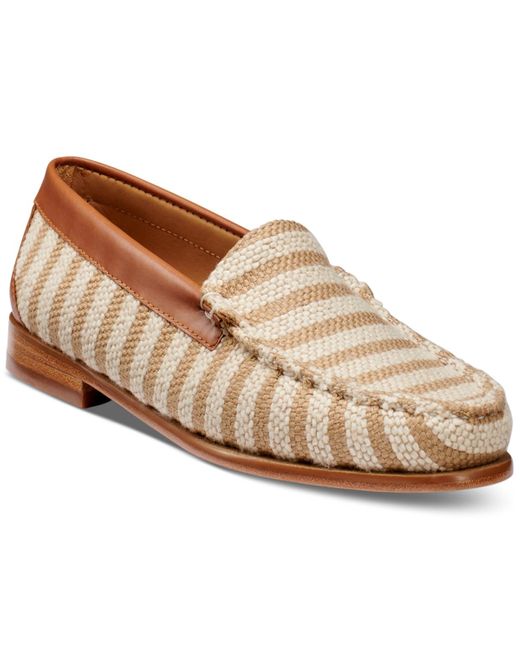 G.H.BASS Brown Weejuns Venetian Striped Fabric Loafers