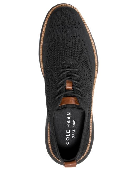 Cole Haan Black Grand Hurrion Stitchlite Wingtip Lace-up Oxford Shoes for men