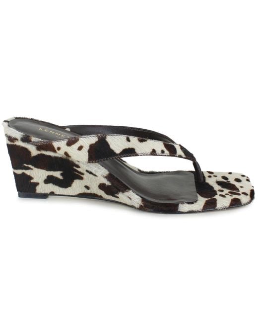 Kenneth Cole Black Susannah Wedge Thong Sandals