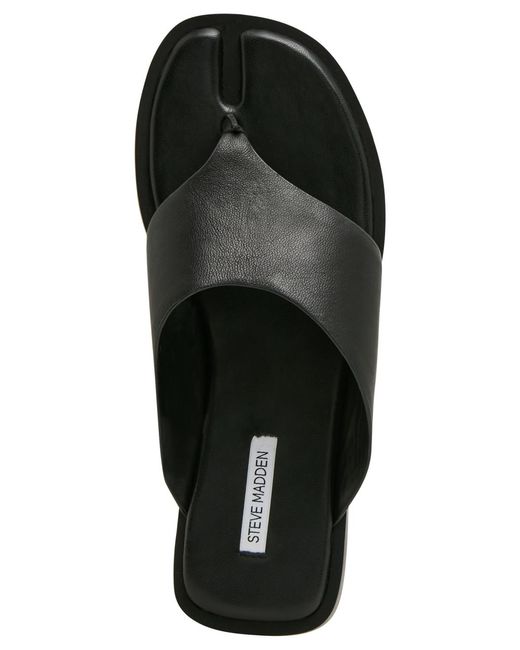 Steve Madden Black Split Toe Slip-on Flat Sandals