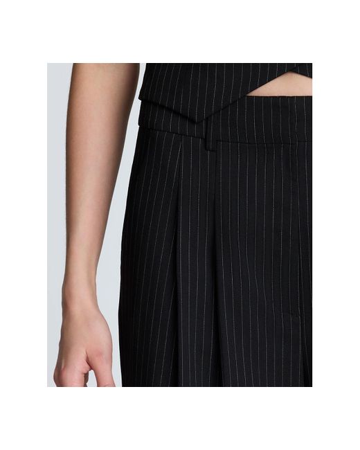 Kenneth Cole Black Pinstripe High-rise Pants