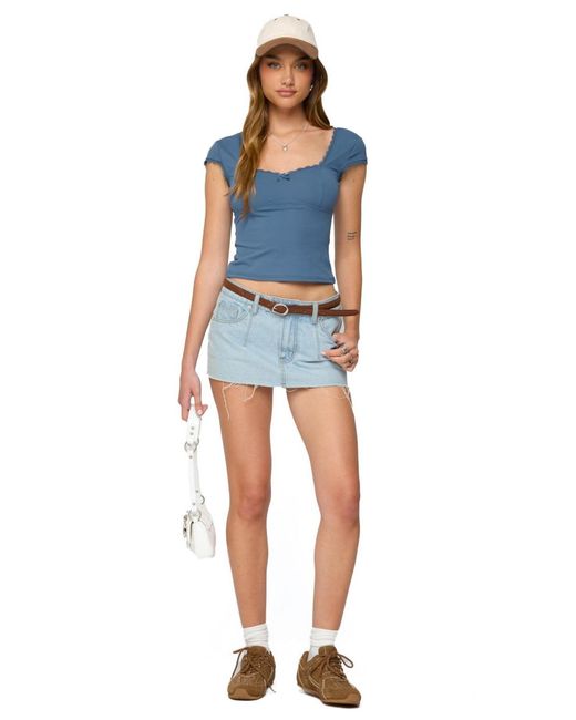 Edikted Blue Adela Square Neck Top