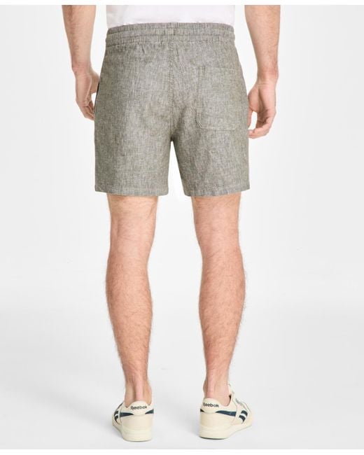 Sun & Stone Gray Sun + Stone Chase Regular-fit 6" Linen Blend Shorts for men