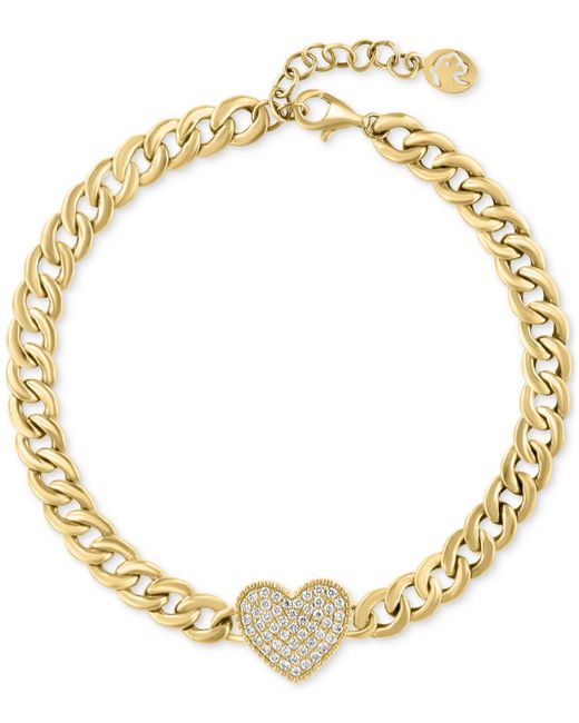 Effy Metallic Effy Diamond Heart Pave Curb Link Bracelet (1/3 Ct. T.w.