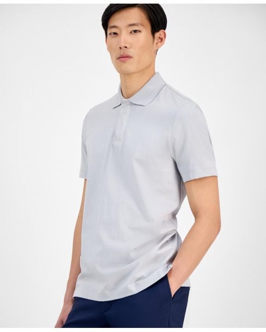 Alfani White Regular-fit Mercerized Polo Shirt for men