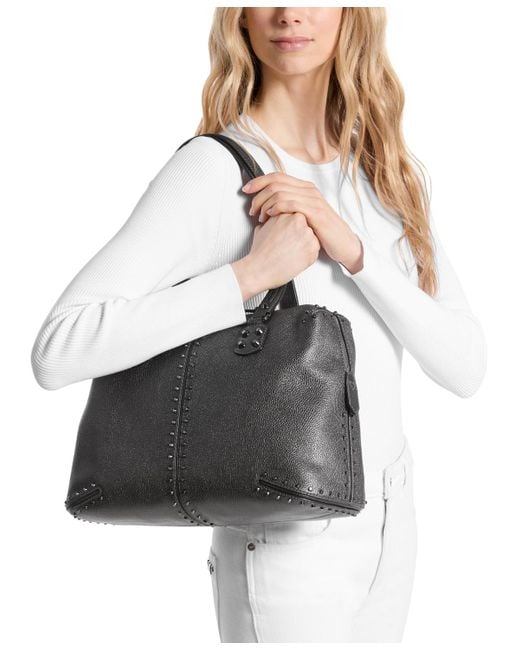 Michael Kors Black Michael Astor Medium Leather Shoulder Tote