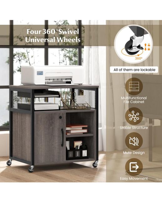 Gouun Black File Cabinet On Wheels