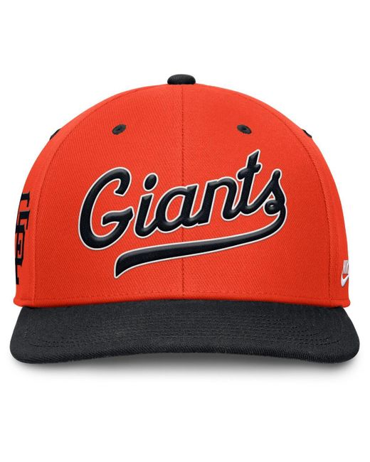 Nike Red Orange/black San Francisco Giants Cooperstown Collection Pro Performance Snapback Hat for men