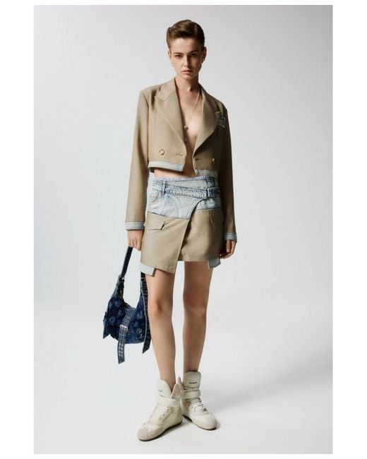 Desigual Multicolor Short Bimaterial Skirt