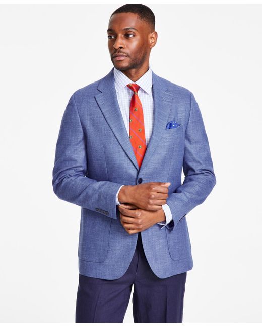 Nautica Blue Modern-fit Active Stretch Woven Solid Sport Coat for men