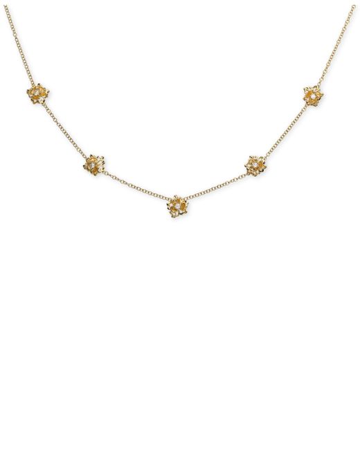 Macy's Metallic Diamond Flower Statement Necklace (1/3 Ct. T.w.