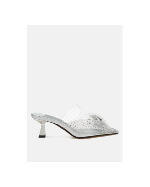 LONDON RAG Freja Embellished Bow Kitten Heels in White Lyst