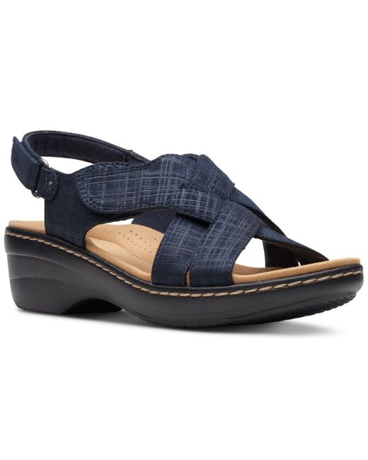 Clarks Merliah Echo Slipon Slingback Wedge Sandals in Blue Lyst