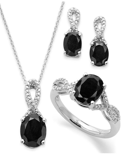 Macy&#39;s Onyx (4-1/2 Ct. T.w.) And Diamond Accent Jewelry Set In Sterling Silver in Black - Save ...