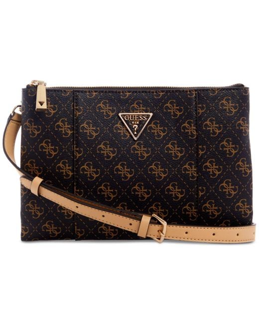 Guess Noelle Double Zip Crossbody in Brown Lyst
